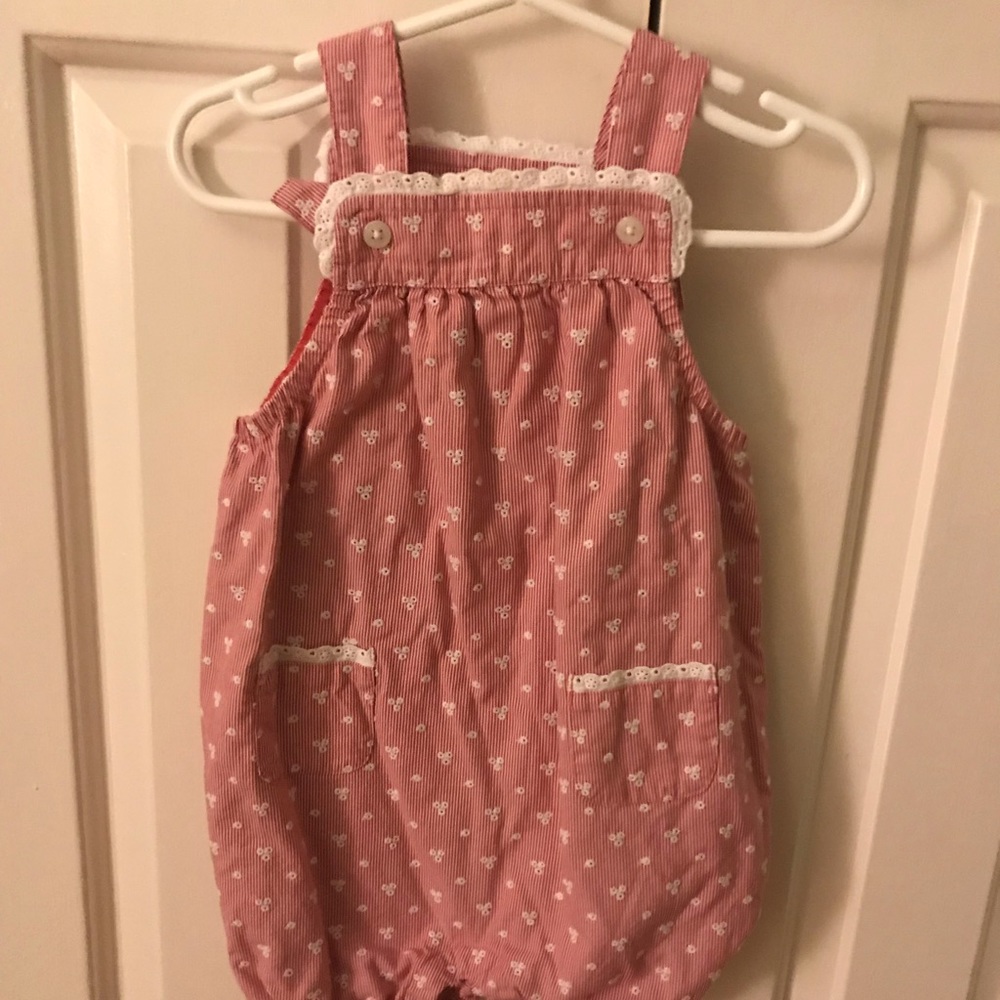 Janie and Jack seersucker red bubble romper 12-18m